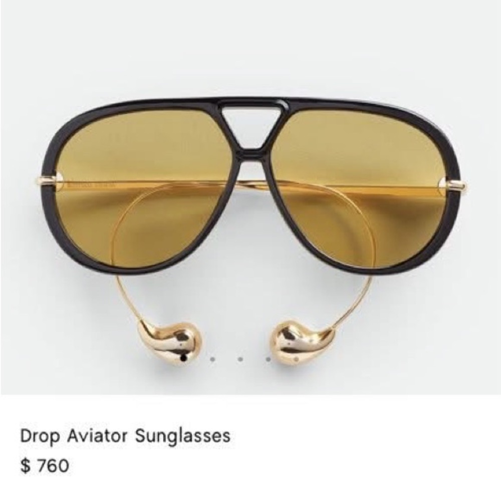 Bottega Veneta Black and Gold Aviator Sunglasses